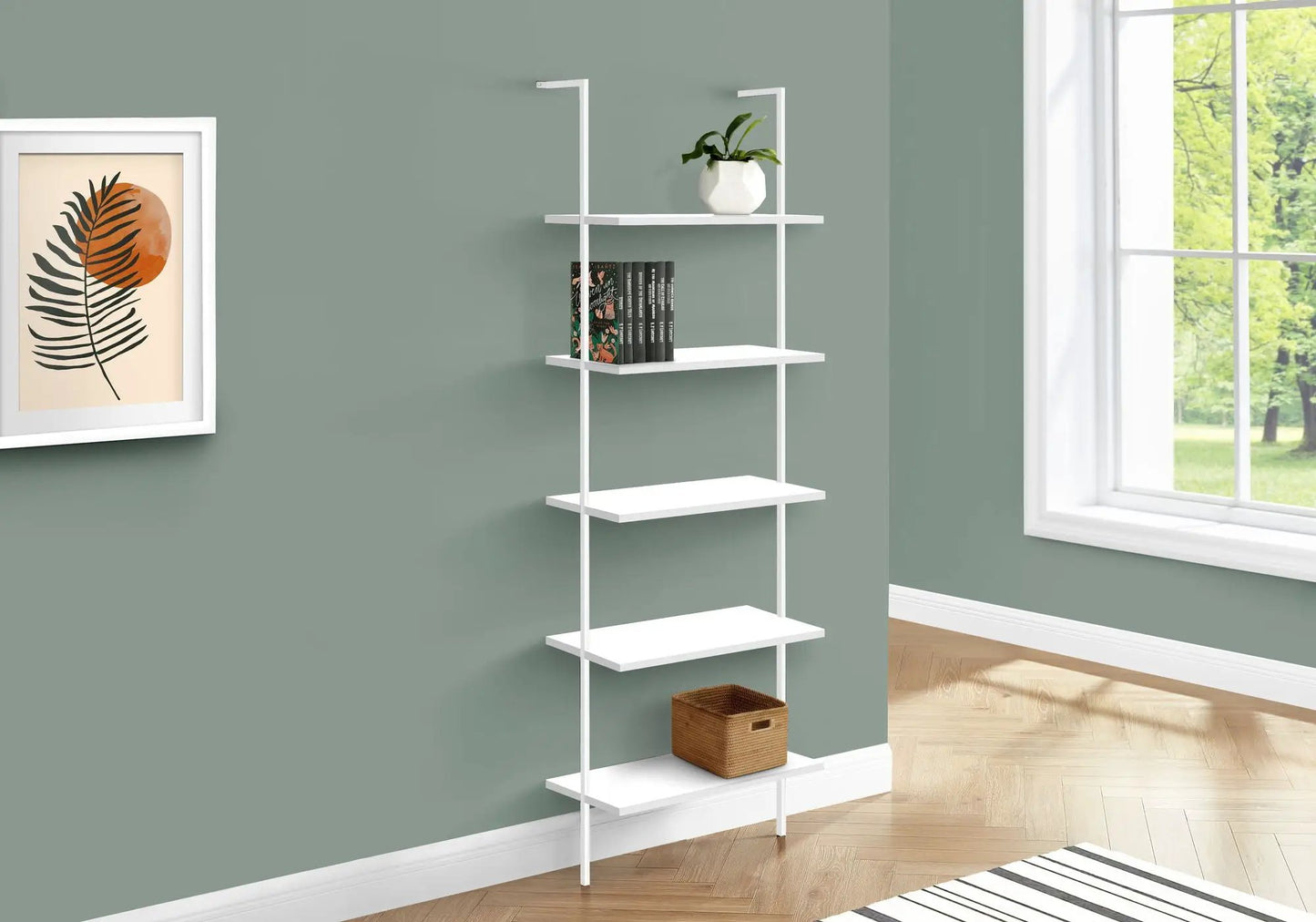 Etagere Bookcase Ladder 5-Tier white metal shelf unit by Unique Piece Furniture on Tampa Home & Garden Store