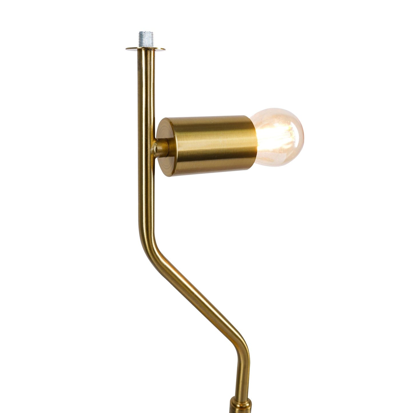 Table lamp gold brass with curved arm and exposed Edison bulb by HouseOfZazla on Tampa Home & Garden Store