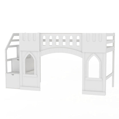 Loft Bed With Storage Staircase and Windows
