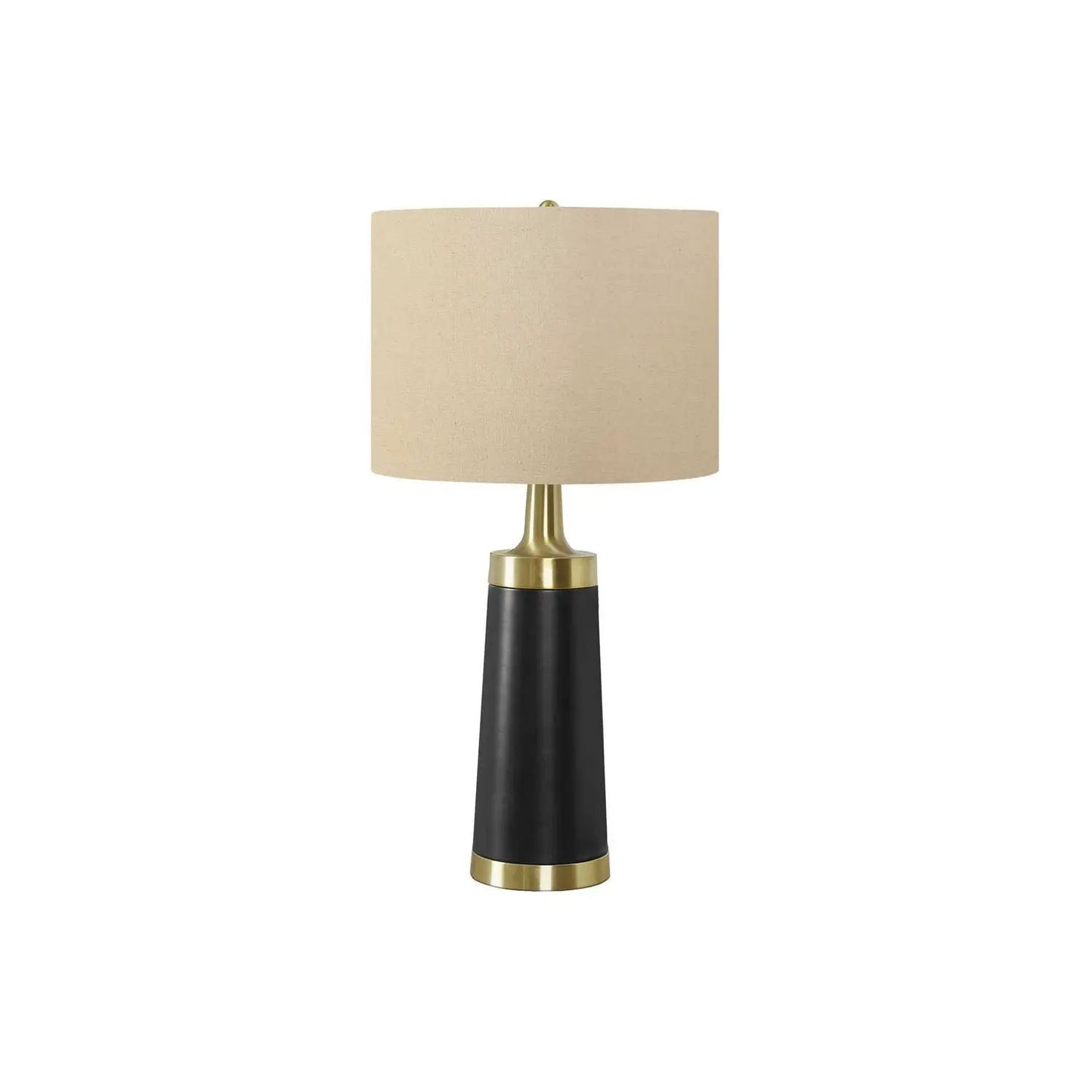 Table lamp black resin stem brass accents beige shade Unique Piece Furniture on Tampa Home & Garden Store
