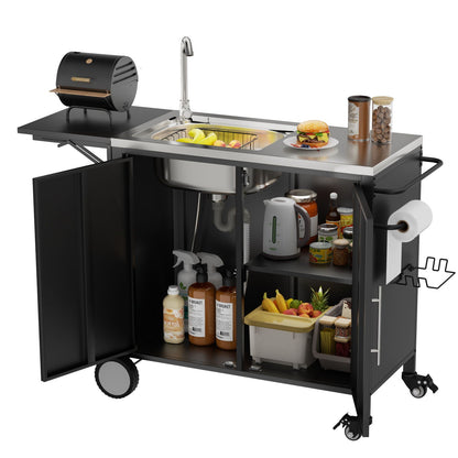 Outdoor Stainless Steel Grill Table and Sink