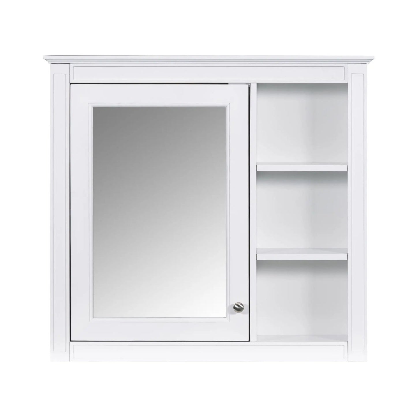 Wall Mounted Cabinet With Mirror and Open Shelves