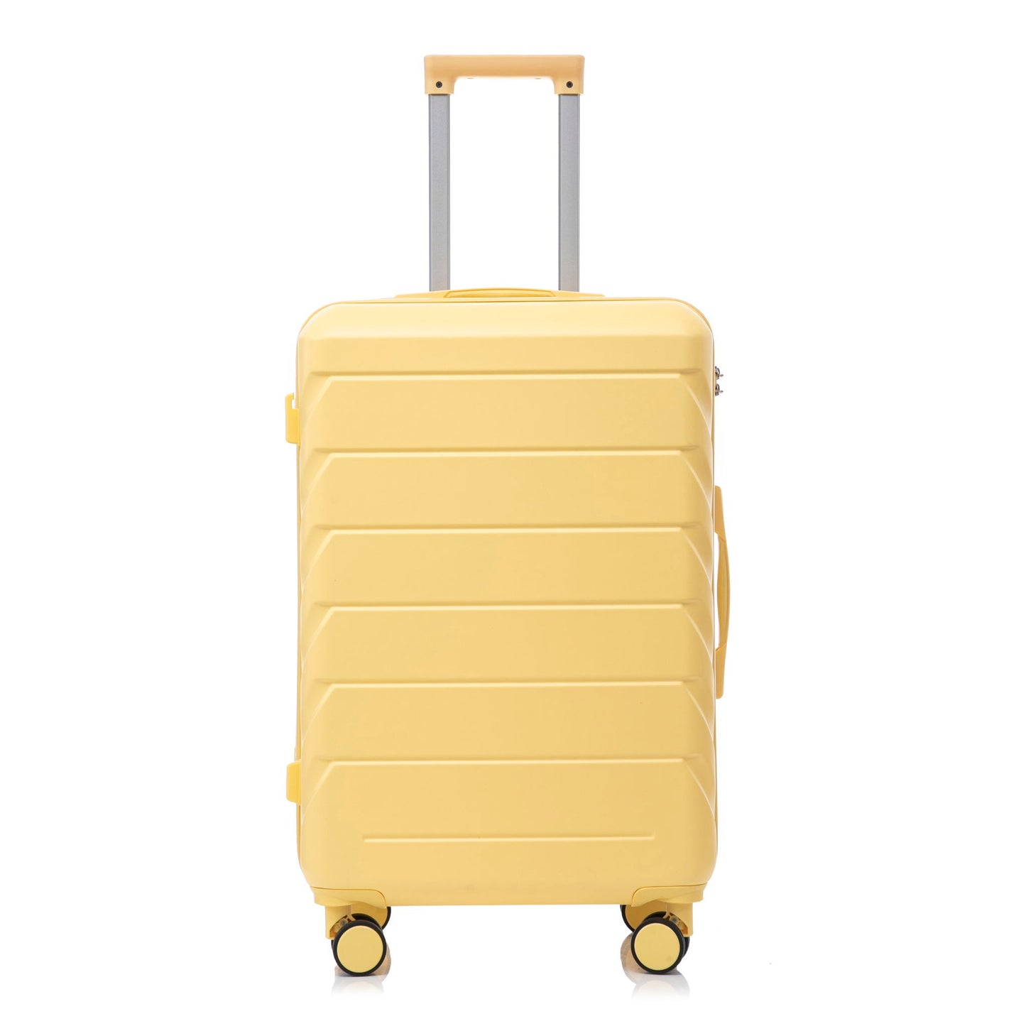 HouseOfZazla yellow hard-shell spinner luggage with telescoping handle and four wheels on Tampa Home & Garden Store