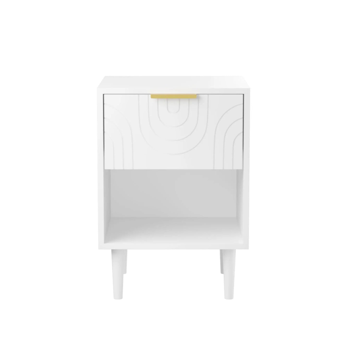 Nightstand With One Drawer and Open Shelf White