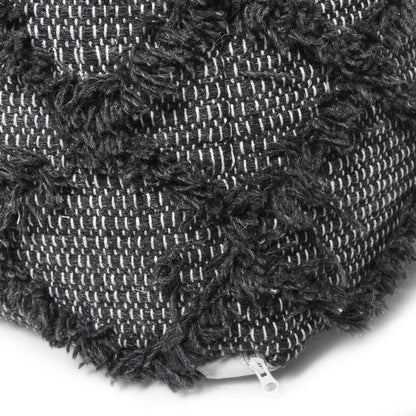 Jumanji Handcrafted Wool and Cotton Pouf Brown