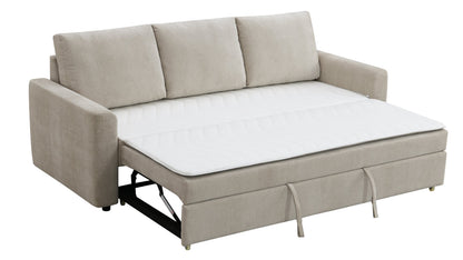 Leira beige linen pull-out sleeper sofa with 3 cushions and white mattress by HouseOfZazla on Tampa Home & Garden Store