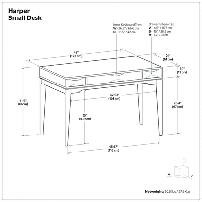 Handcrafted Writing Desk with Keyboard Tray and two drawers on Tampa Home & Garden Store