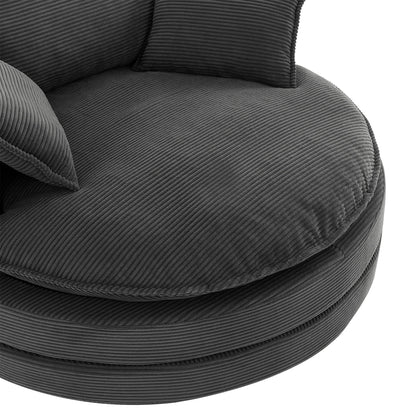Swivel barrel chair with cushions in dark gray corduroy fabric by HouseOfZazla swing chair on Tampa Home & Garden Store