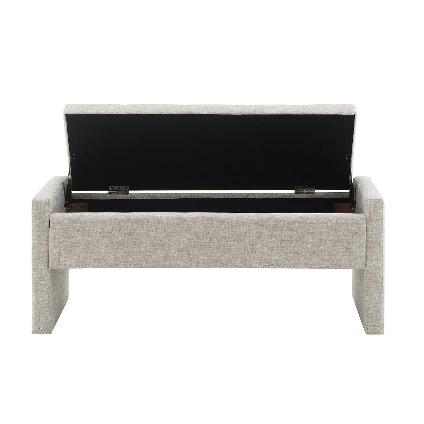 Modern upholstered bed end bench with storage in beige fabric by Unique Piece Furniture on Tampa Home & Garden Store