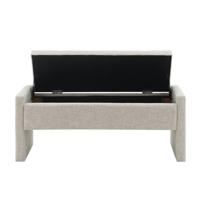 Modern upholstered bed end bench with storage in beige fabric by Unique Piece Furniture on Tampa Home & Garden Store