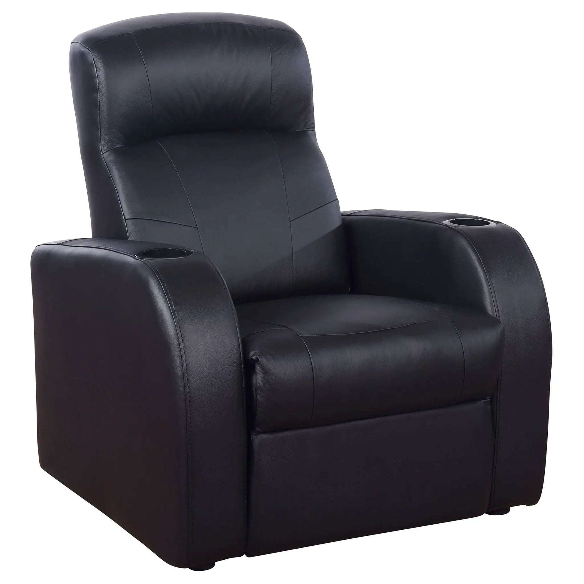 Upholstered black recliner with cup holder armrest by Unique Piece Furniture on Tampa Home & Garden Store