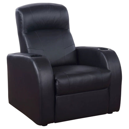 Upholstered black recliner with cup holder armrest by Unique Piece Furniture on Tampa Home & Garden Store