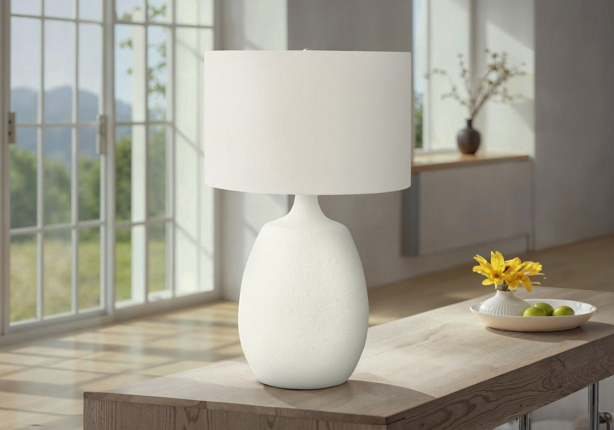 Table lamp resin base with a cream fabric shade, contemporary style by HouseOfZazla on Tampa Home & Garden Store