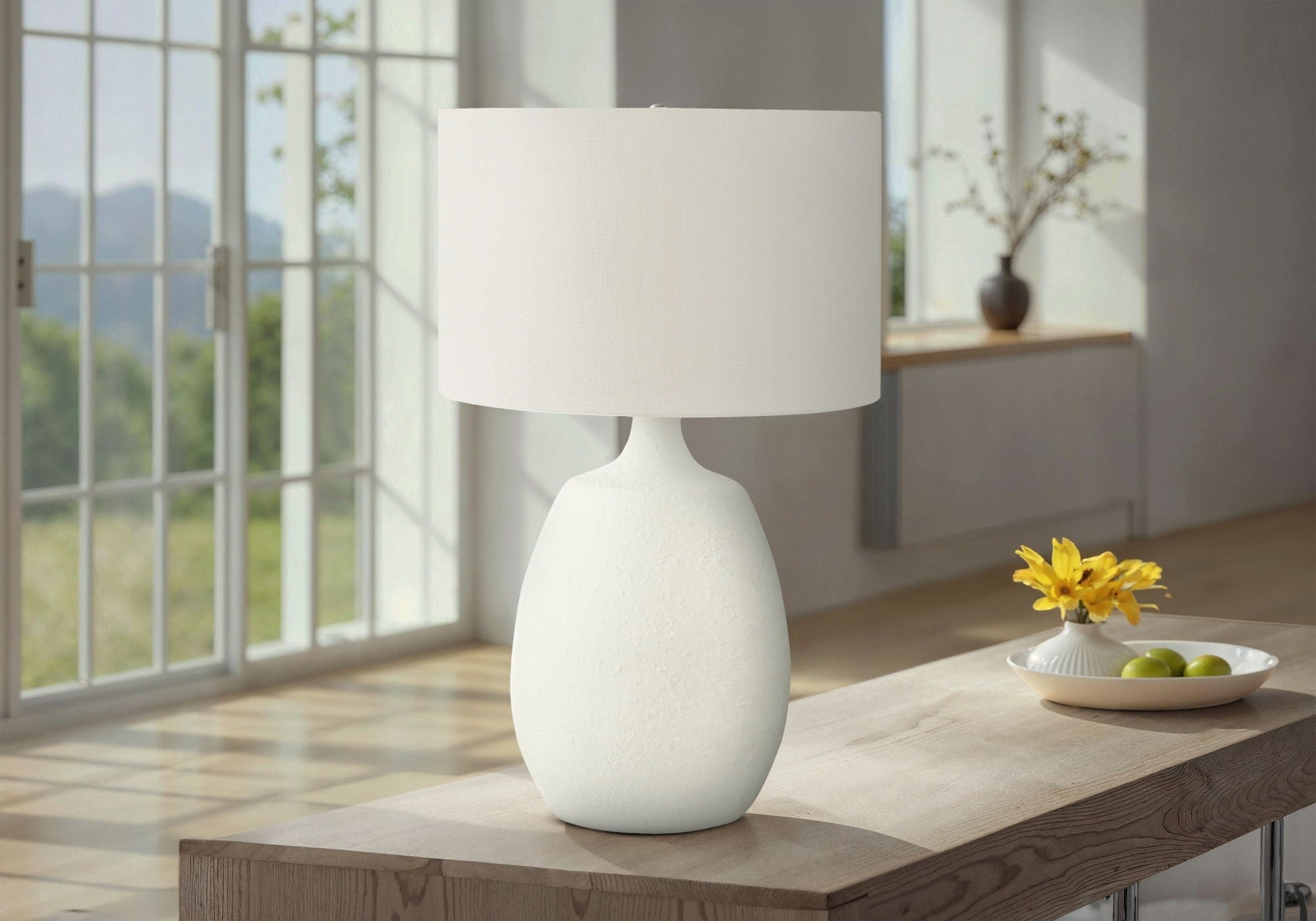Table lamp resin base with a cream fabric shade, contemporary style by HouseOfZazla on Tampa Home & Garden Store