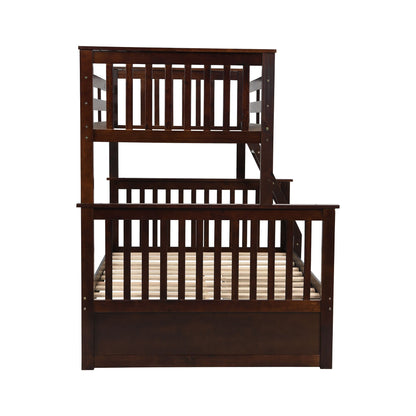 Bunk bed in dark wood finish with built-in ladder and safety guard rails on Tampa Home & Garden Store