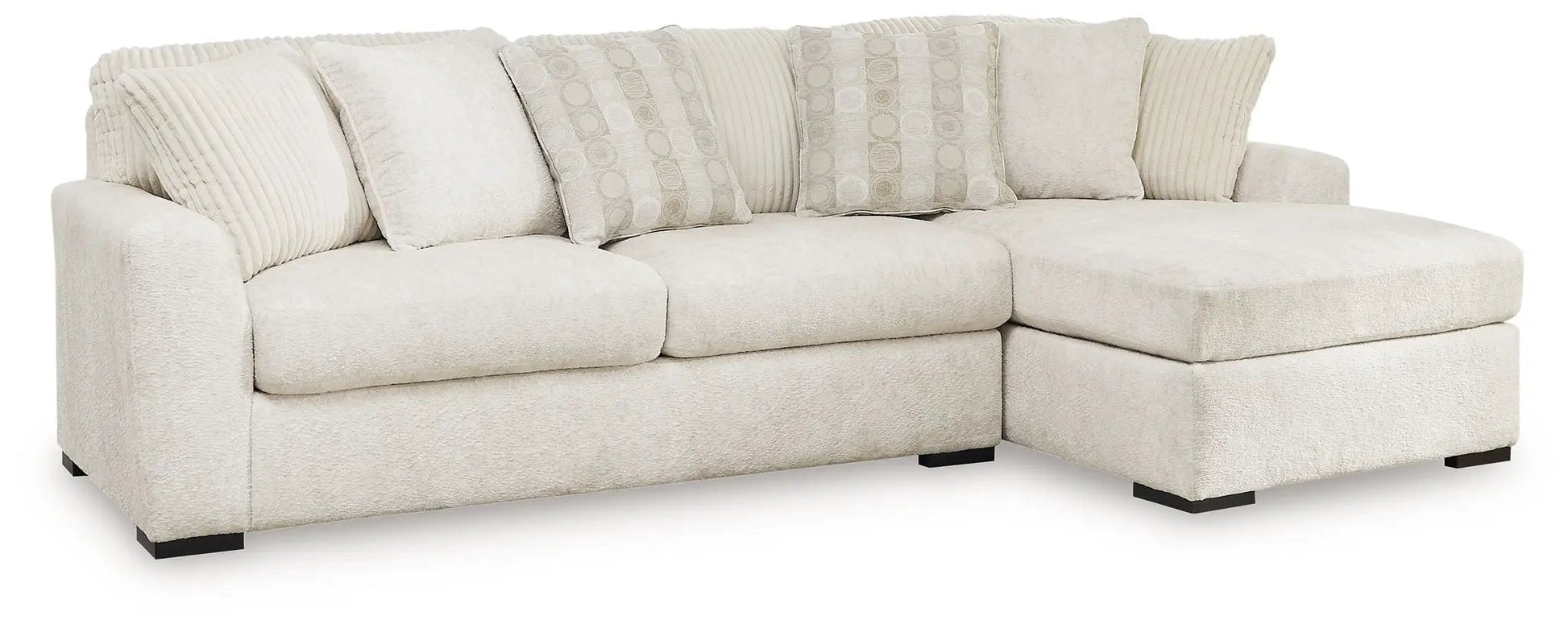 Chessington sectional in beige fabric with chaise and plush cushions on Tampa Home & Garden Store