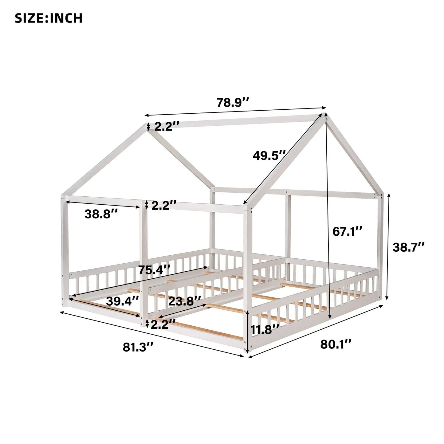 House Platform Beds For Two With Guardrails