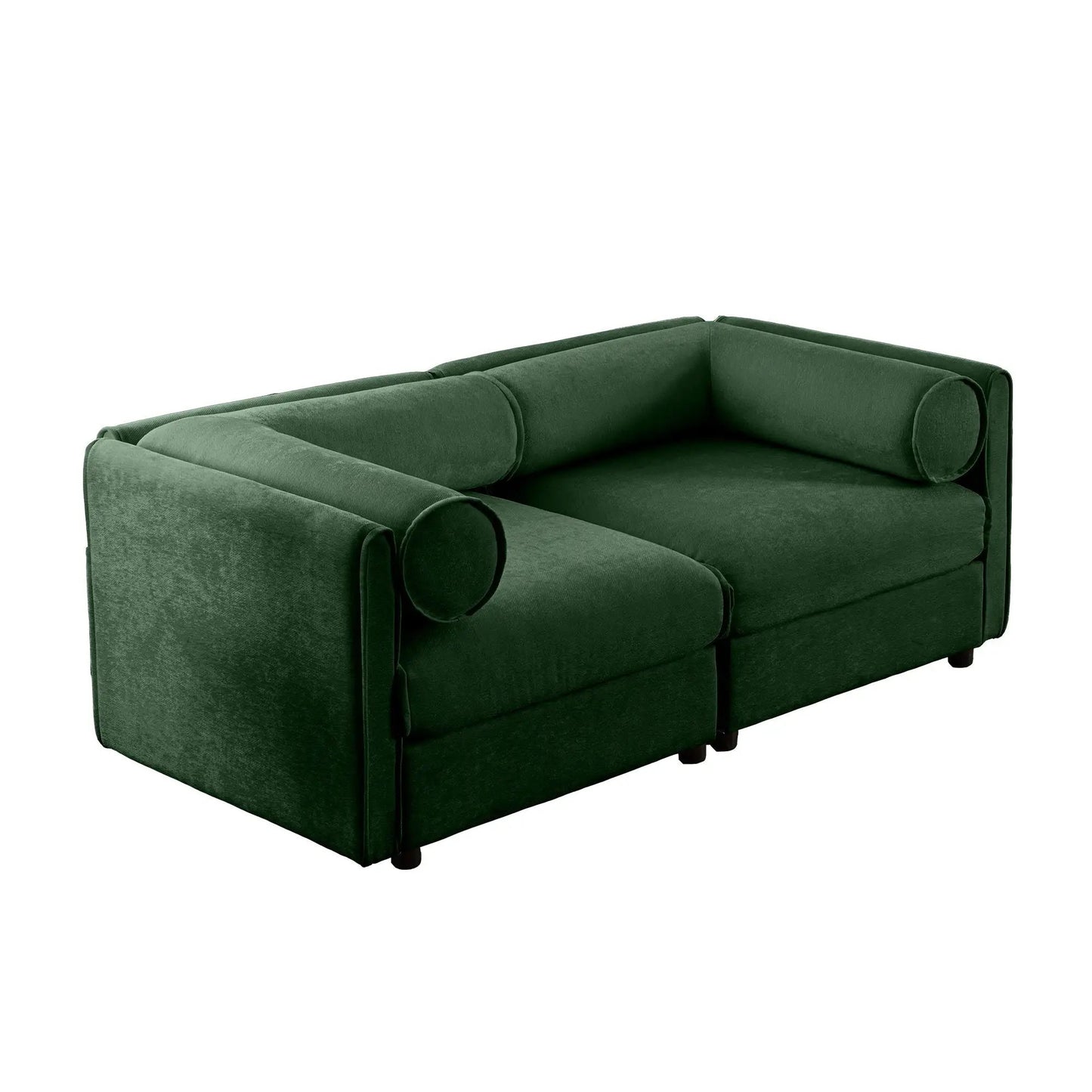 Stylish Sofa With Storage Seat And Cylindrical Backrest in green velvet on Tampa Home & Garden Store