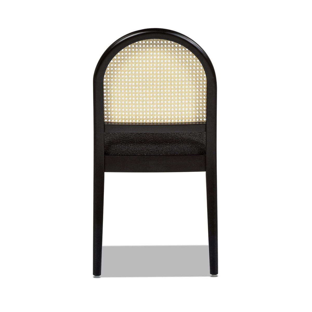 Curved Cane Dining Chair Set by HouseOfZazla, black frame with light brown cane-inspired resin back on Tampa Home & Garden Store