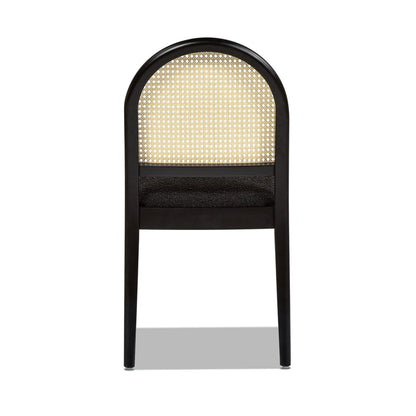 Curved Cane Dining Chair Set by HouseOfZazla, black frame with light brown cane-inspired resin back on Tampa Home & Garden Store