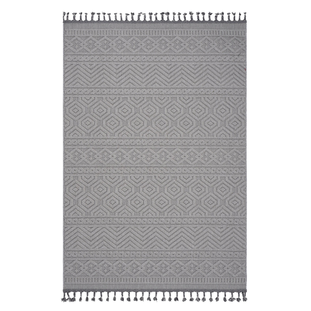 Guros 7.9x10 durable rug gray geometric fringe HouseOfZazla on Tampa Home & Garden Store