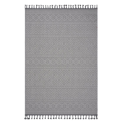Guros 7.9x10 durable rug gray geometric fringe HouseOfZazla on Tampa Home & Garden Store