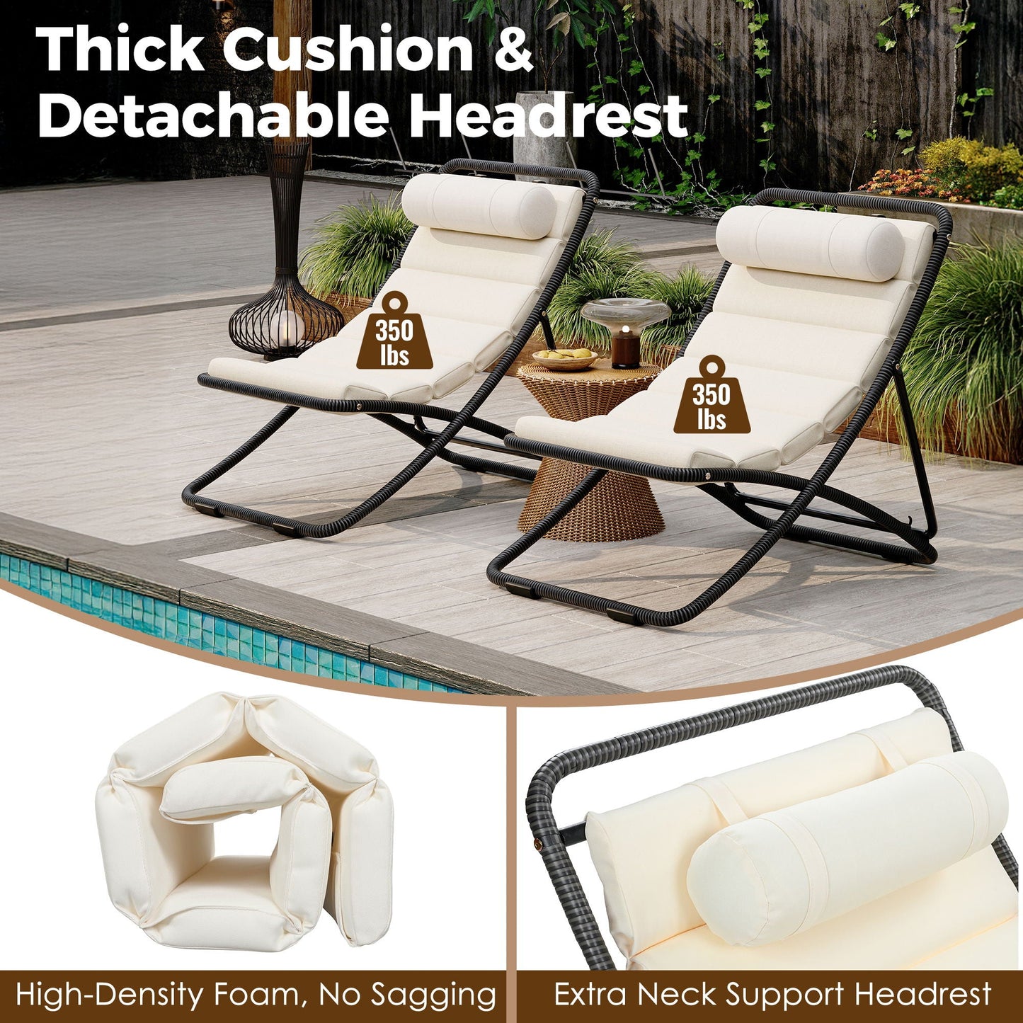 Pair of Outdoor Chairs with Adjustable Backrest