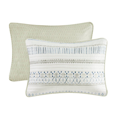Printed Microfiber Seersucker Quilt Set reversible taupe/blue by HouseOfZazla on Tampa Home & Garden Store