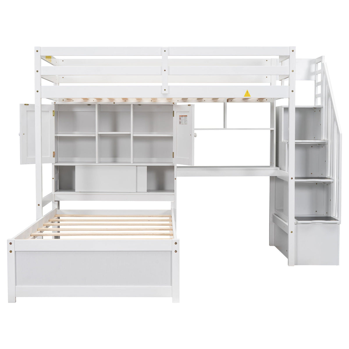 Loft bed with built-in desk and staircase in white wood by HouseOfZazla on Tampa Home & Garden Store
