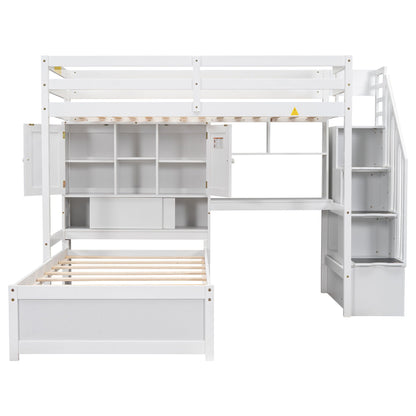 Loft bed with built-in desk and staircase in white wood by HouseOfZazla on Tampa Home & Garden Store
