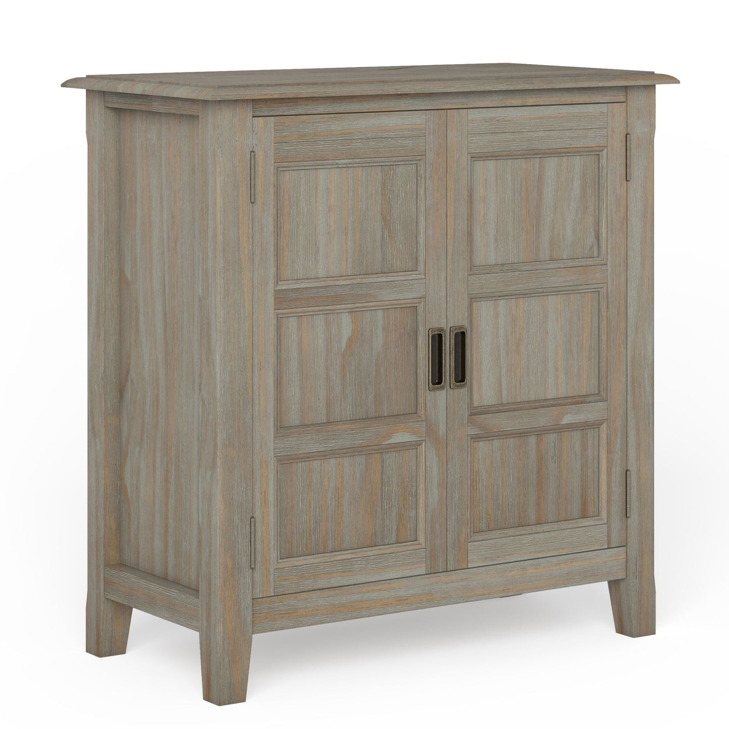 Burlington low storage cabinet in weathered gray wood with paneled doors HouseOfZazla on Tampa Home & Garden Store