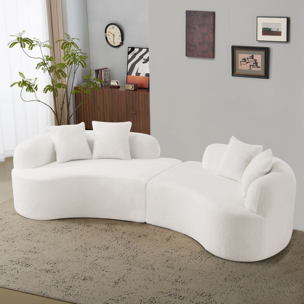 Curved 4 Seater Full Compression Sponge Sofa white upholstery stationary HouseOfZazla on Tampa Home & Garden Store