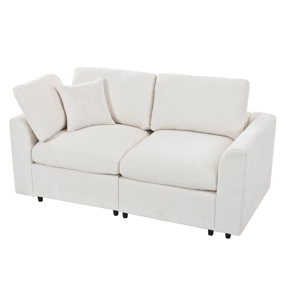 Modern Chenille Modular Sofa and Ottoman Set