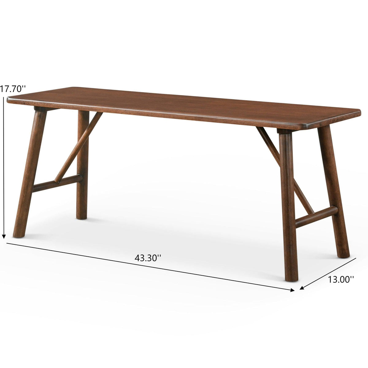 Walnut brown accent bench, solid wood construction, mid-century style, HouseOfZazla on Tampa Home & Garden Store