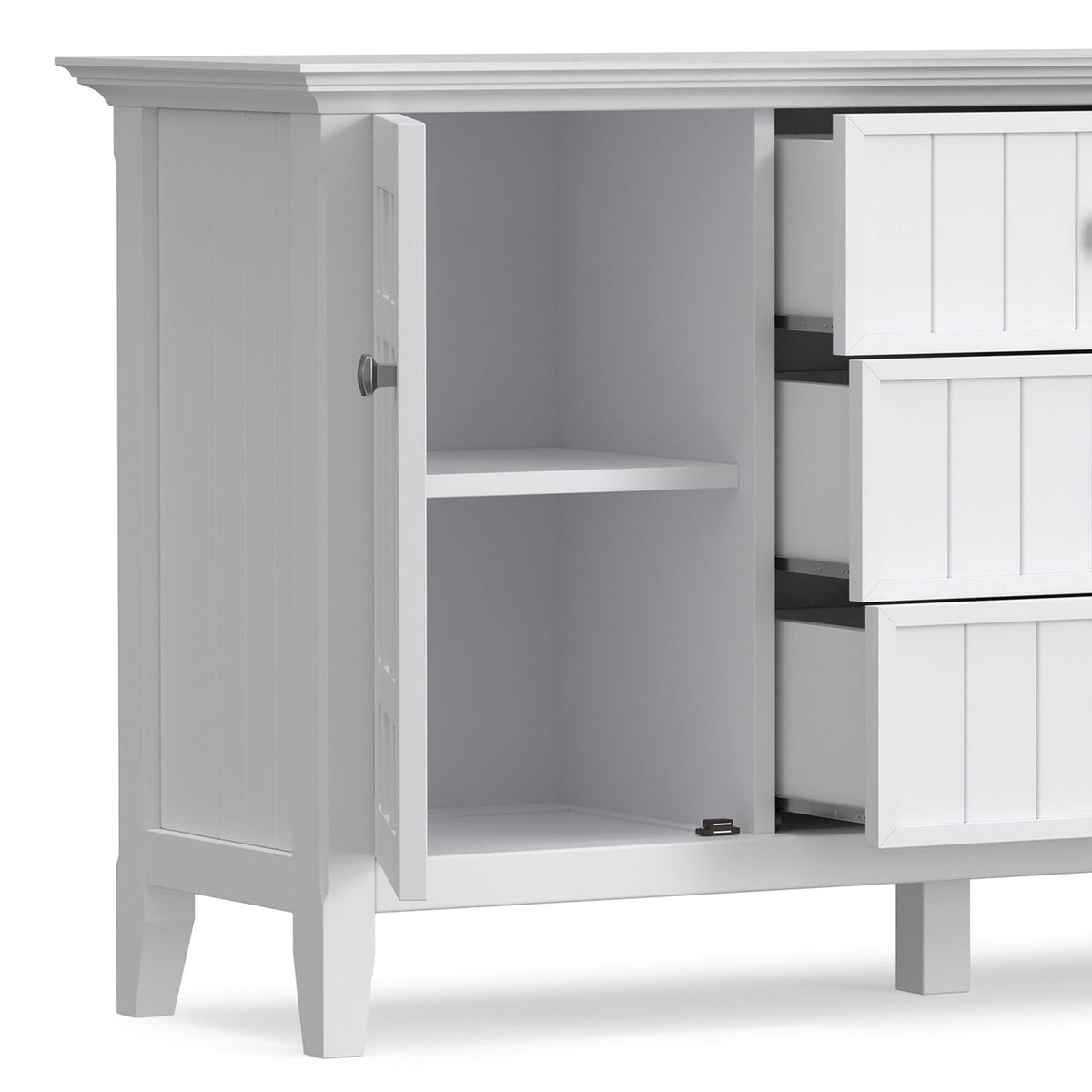 White sideboard buffet with adjustable storage, 54 in wide, beadboard doors on Tampa Home & Garden Store