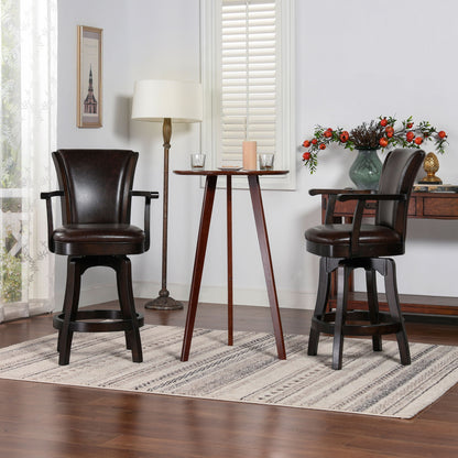 Swivel counter-height bar stool with high back, solid hardwood frame and leather seat; set of 3 on Tampa Home & Garden Store