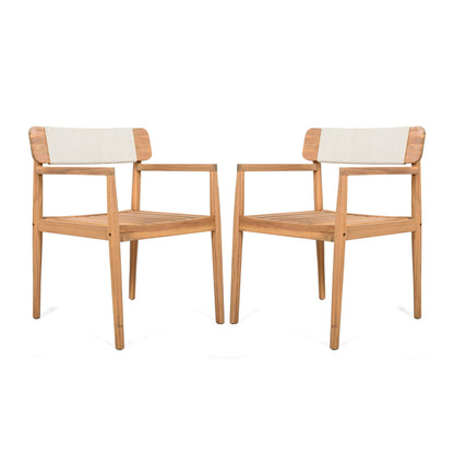 Set of Two Braided Acacia Outdoor Dining Chairs