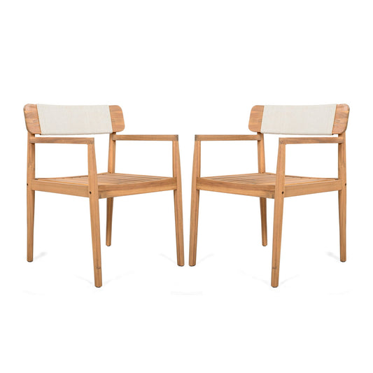 Set of Two Braided Acacia Outdoor Dining Chairs