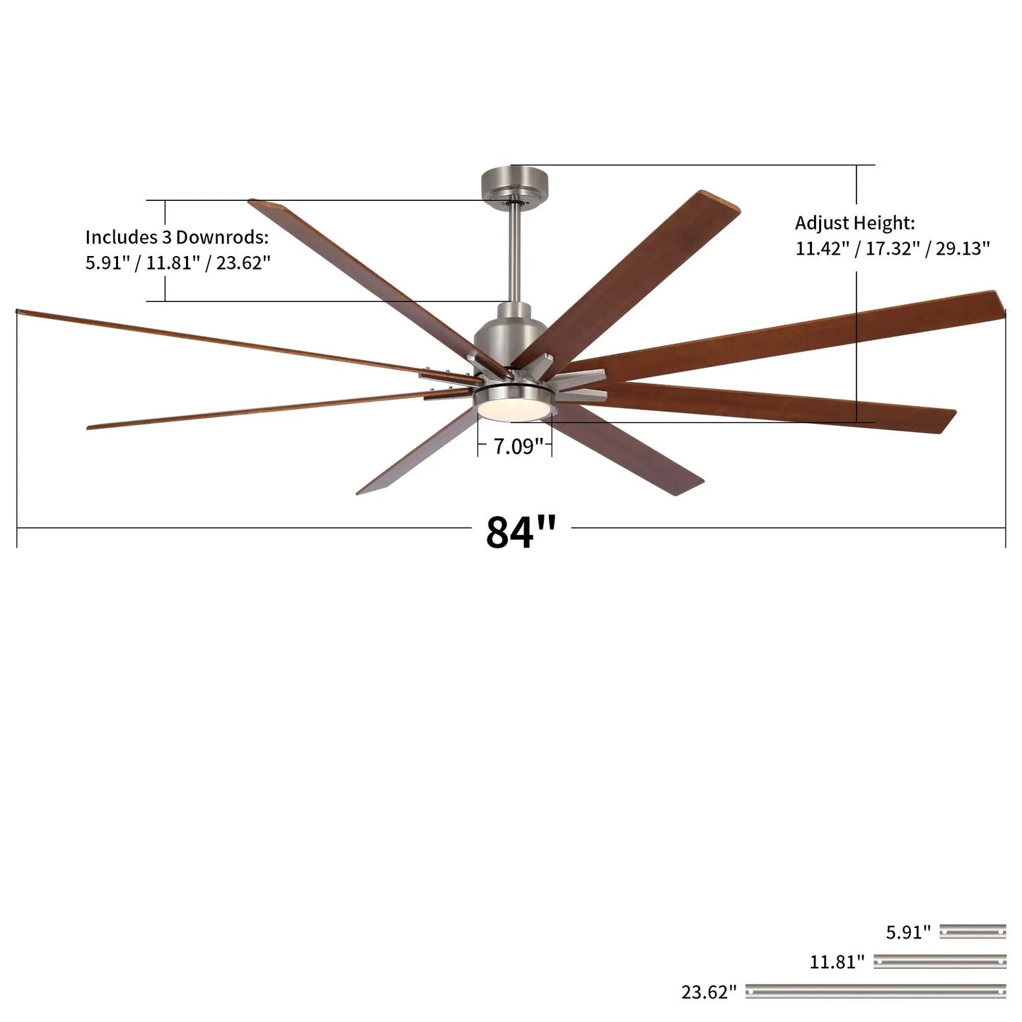 Oversized ceiling fan with 8 blades, dimmable LED light, remote by Unique Piece Furniture on Tampa Home & Garden Store