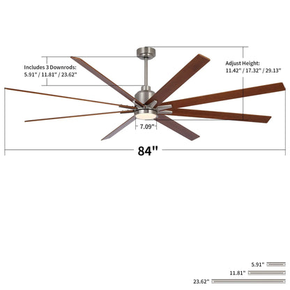 Oversized ceiling fan with 8 blades, dimmable LED light, remote by Unique Piece Furniture on Tampa Home & Garden Store