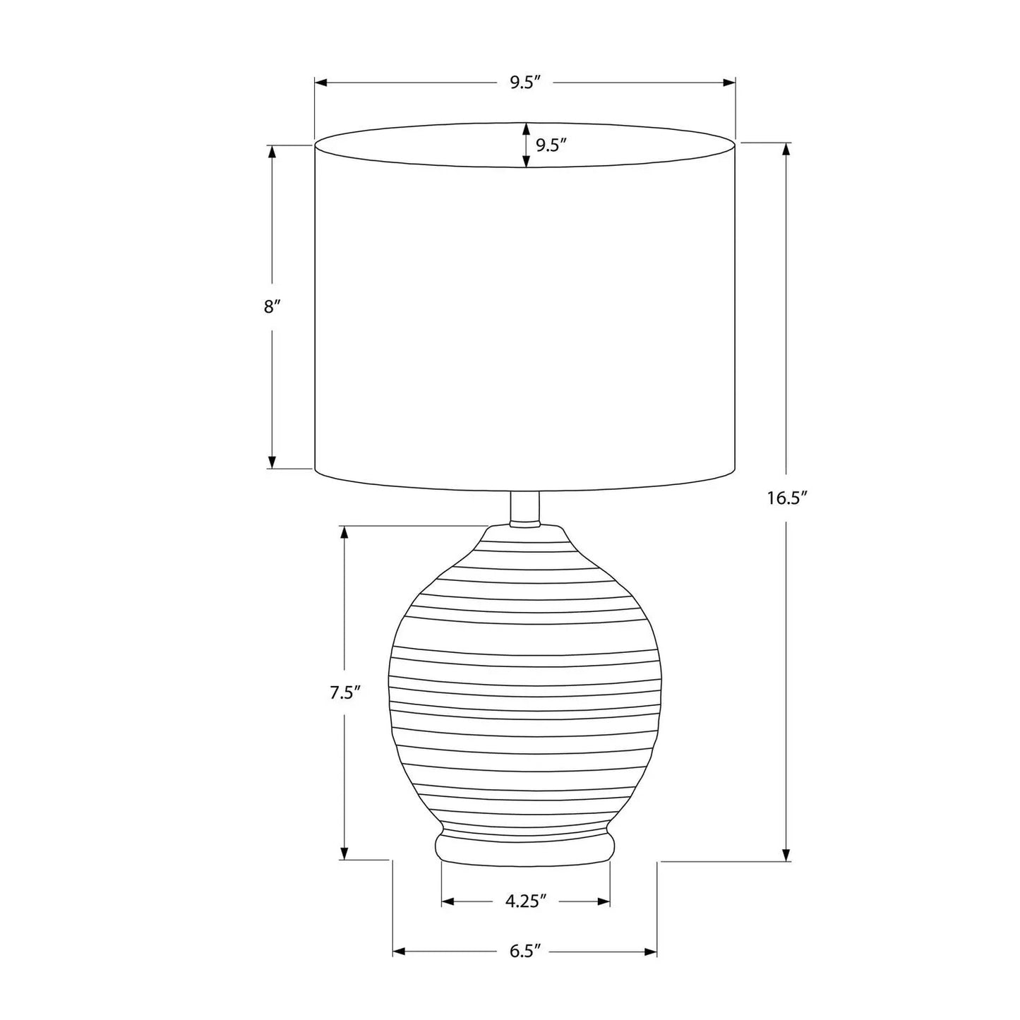 Table lamp ceramic black ribbed globe base with white drum shade Unique Piece Furniture on Tampa Home & Garden Store