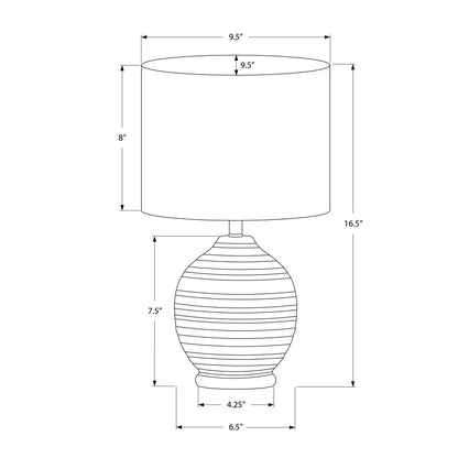 Table lamp ceramic black ribbed globe base with white drum shade Unique Piece Furniture on Tampa Home & Garden Store