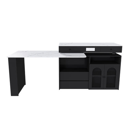 Kitchen Island with Extendable Rotating Table