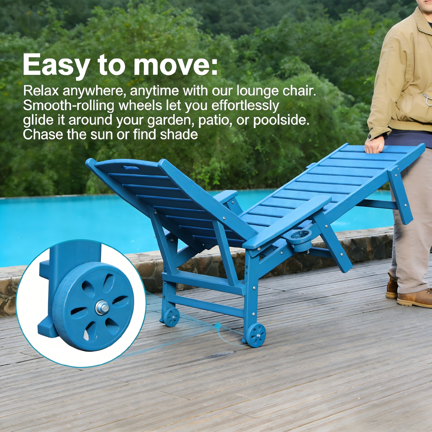 HDPE Chaise Lounge Chair by HouseOfZazla in blue with adjustable backrest for outdoor use on Tampa Home & Garden Store