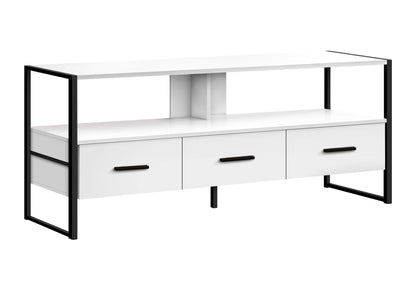 TV Stand Console with storage drawers, white top, black metal frame, 3 drawers HouseOfZazla on Tampa Home & Garden Store