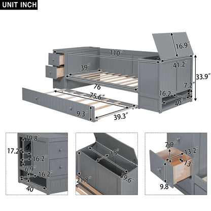 Daybed with Storage Arms and Charging Station