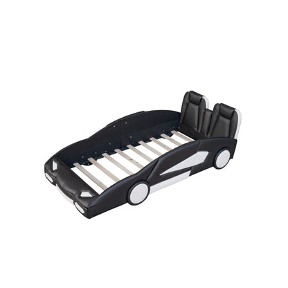 Race Car Shaped Twin Platform Bed With Wheels