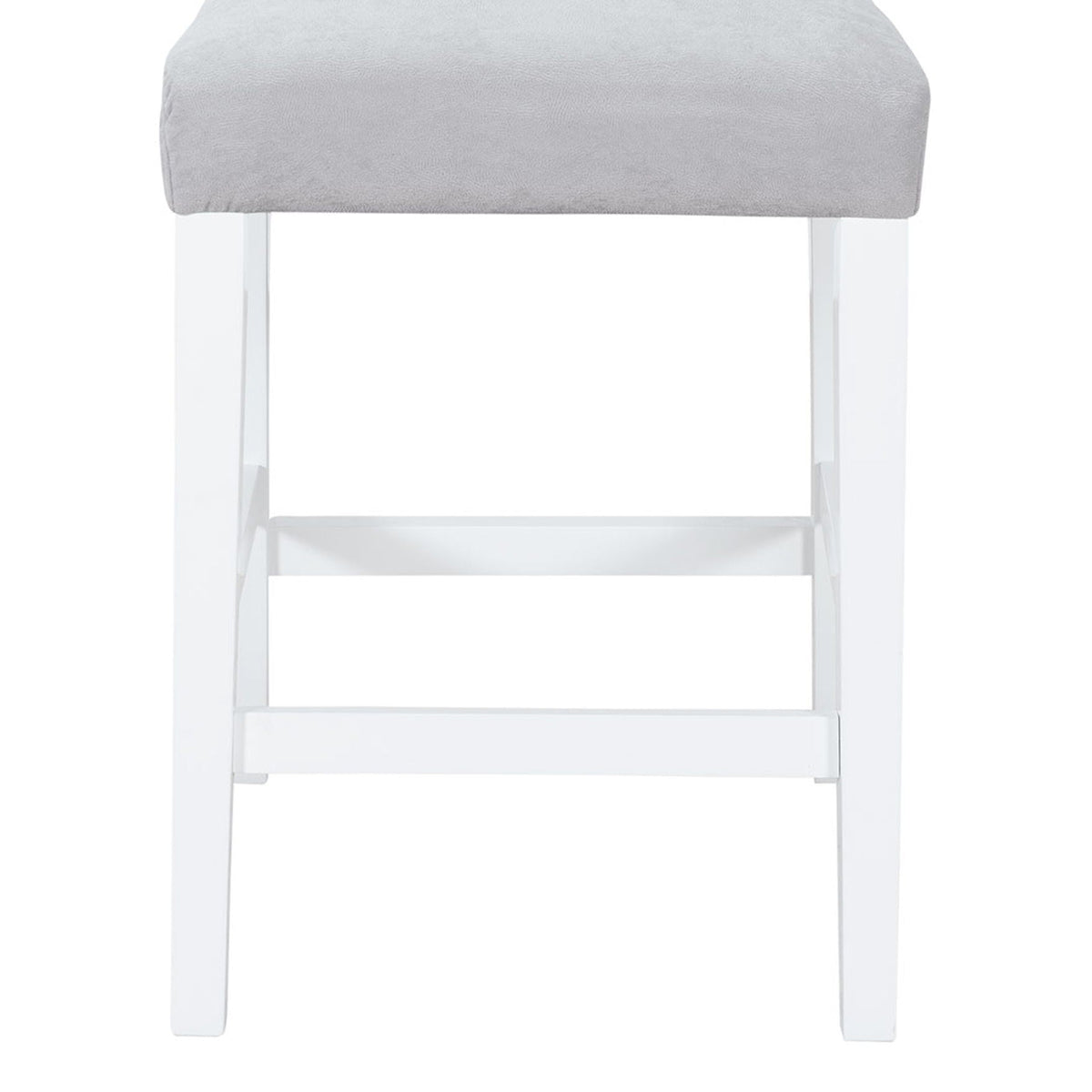 Gray padded bar stool set of 2 with white legs on Tampa Home & Garden Store