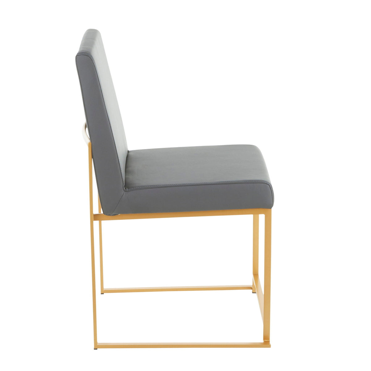 Contemporary high-back dining chair set, upholstered gray seat with gold frame HouseOfZazla on Tampa Home & Garden Store
