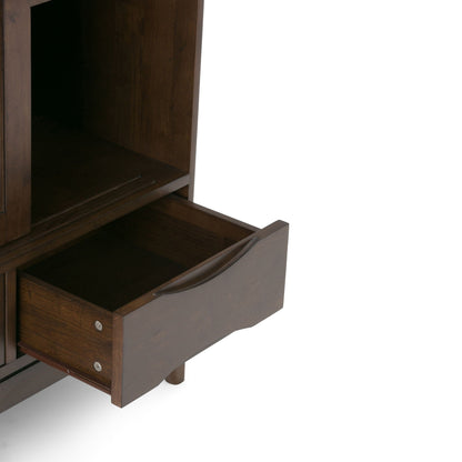 Harper Handcrafted Medium Storage Cabinet, dark walnut finish with open shelf on Tampa Home & Garden Store